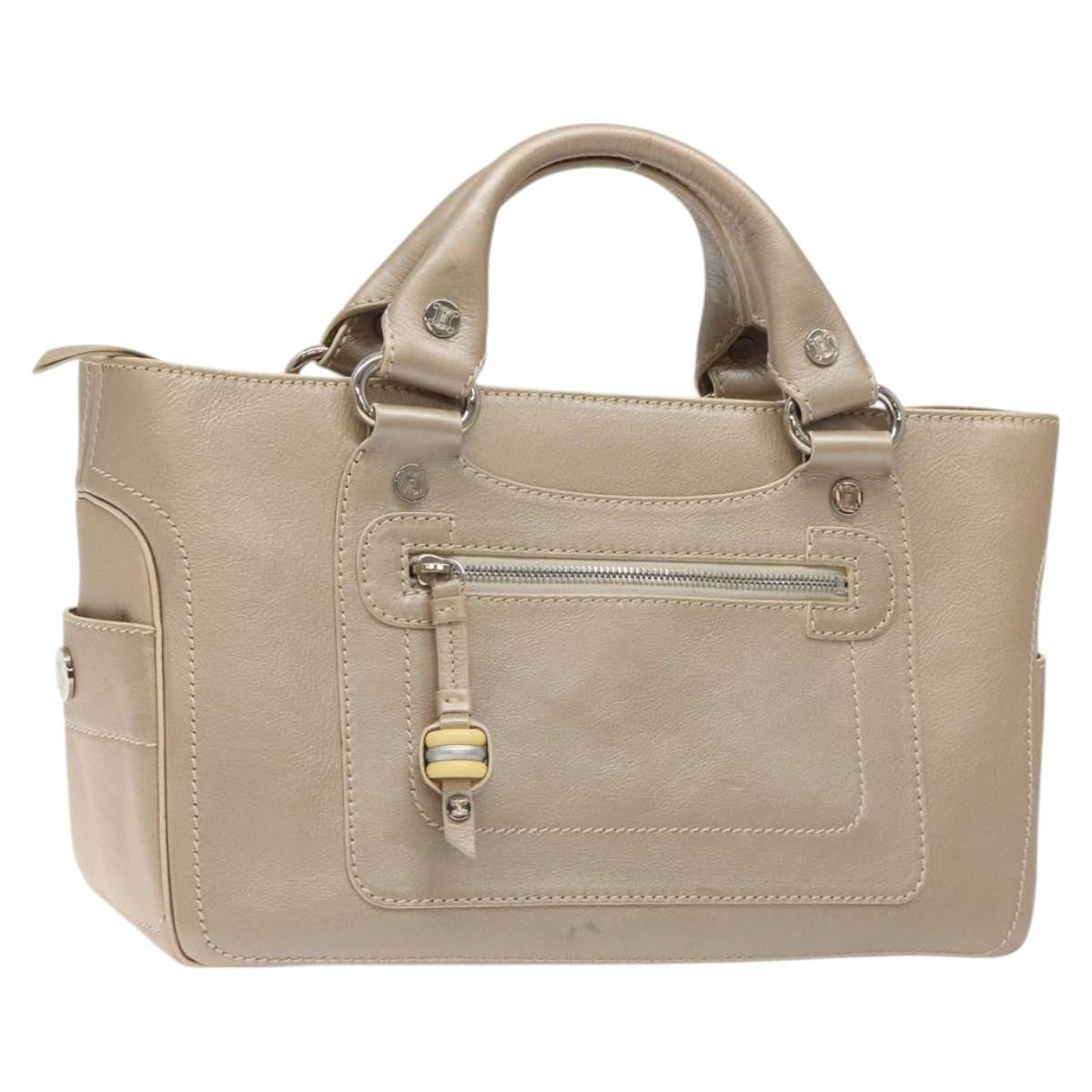 Celine Boogie Satchel Leather, GOLD, LEATHER, Handbag
