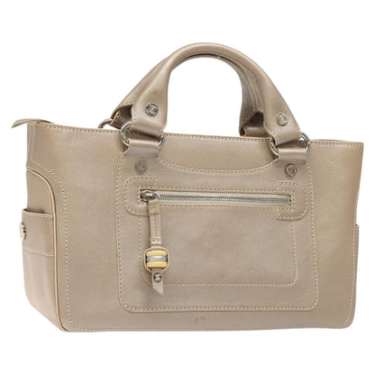 Celine Boogie Satchel Leather, GOLD, LEATHER, Handbag