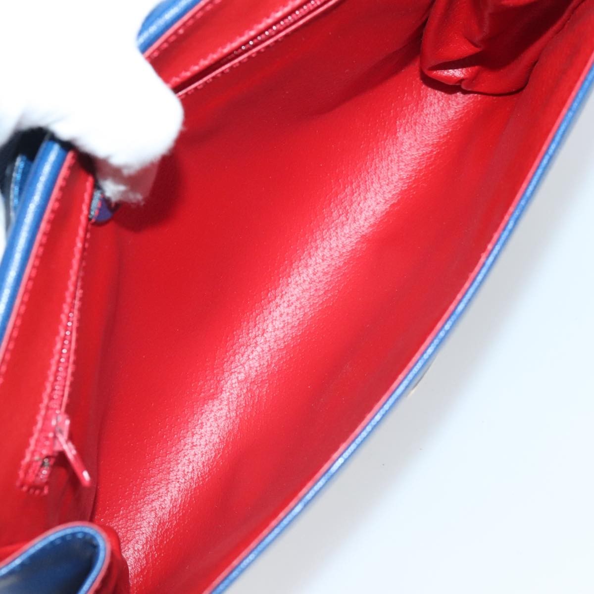 Celine Vintage Circle Logo Crossbody Bag Leather, BLUE, LEATHER, Crossbody bag