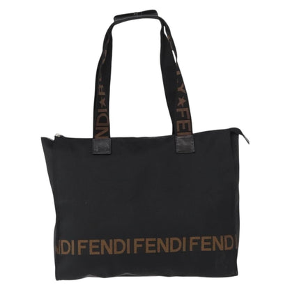Fendi Vintage Convertible Logo Weekender Nylon, Black, Nylon, Tote Bag