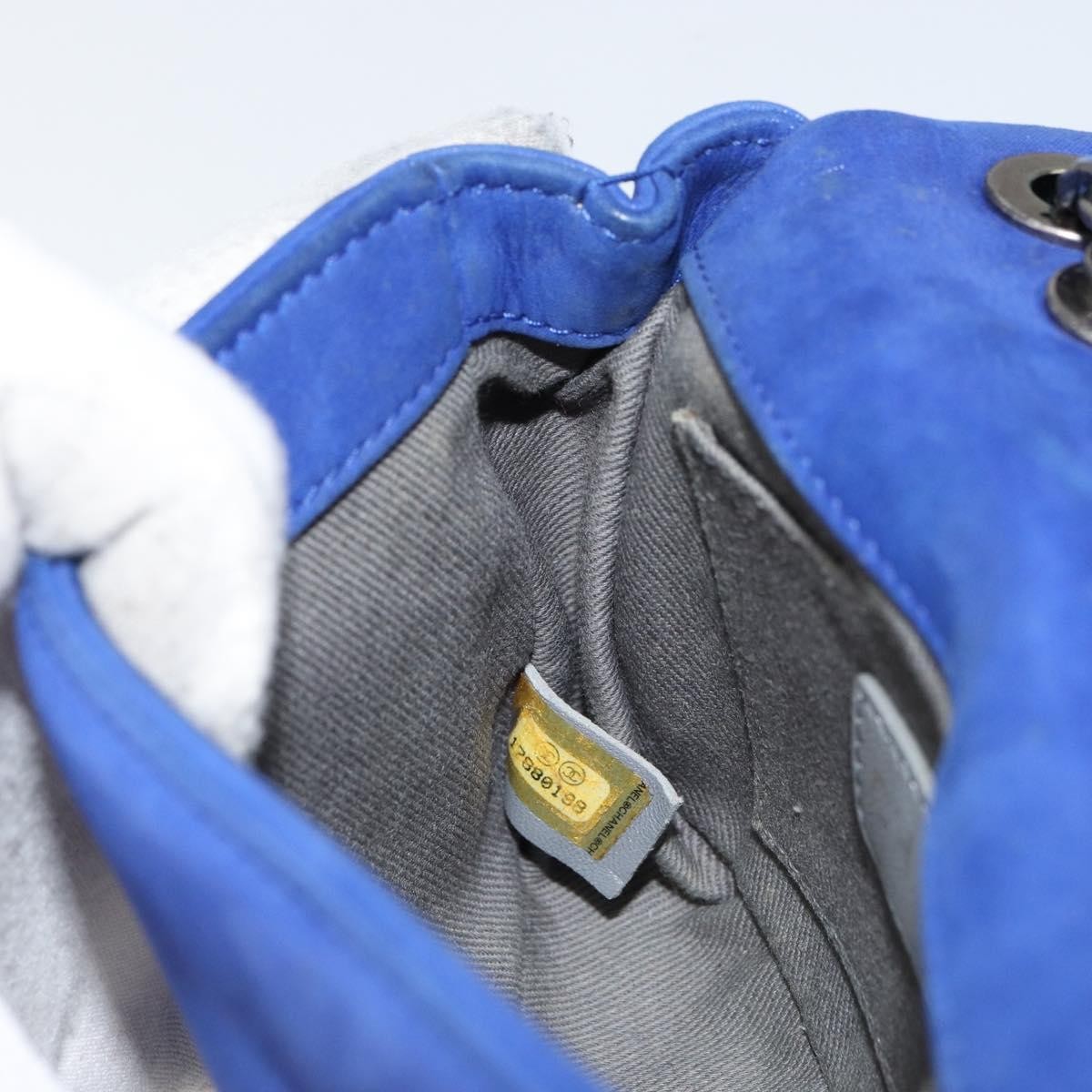 Chanel Diamond Stitch Chain Flap Bag Quilted Iridescent Calfskin, BLUE, LEATHER, Shoulder bag