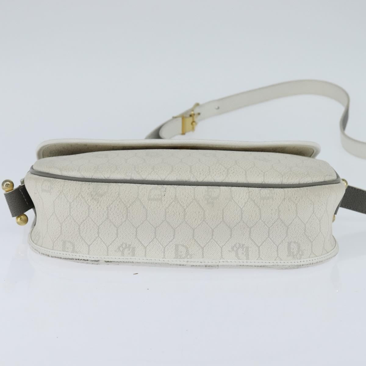 Christian Dior Vintage Honeycomb Flap Crossbody Bag Canvas and Leather, WHITE, CANVAS, Shoulder bag