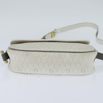 Christian Dior Vintage Honeycomb Flap Crossbody Bag Canvas and Leather, WHITE, CANVAS, Shoulder bag
