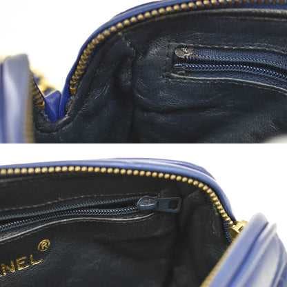 Chanel Vintage Diamond CC Barrel Bag Quilted Leather, BLUE, LEATHER, Shoulder bag