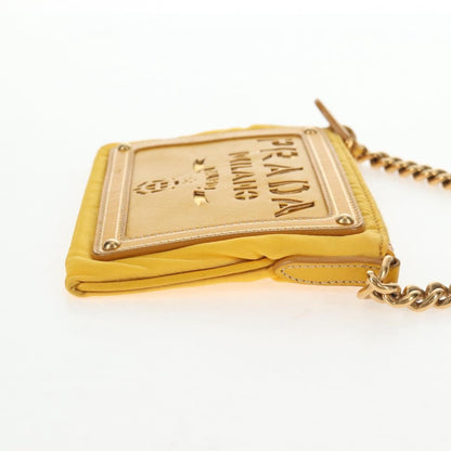 Prada Logo Chain Crossbody Bag Tessuto and Saffiano Leather, YELLOW, NYLON, Clutche & pouche
