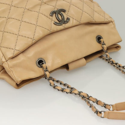 Chanel Petite Shopping Tote Quilted Calfskin, BEIGE, LEATHER, Tote bag