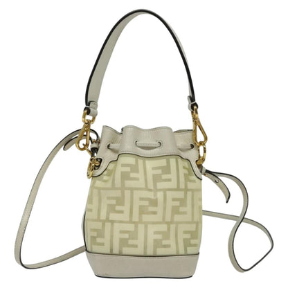 Fendi FF Logo Mon Tresor Bucket Bag Canvas, WHITE, CANVAS, Shoulder bag