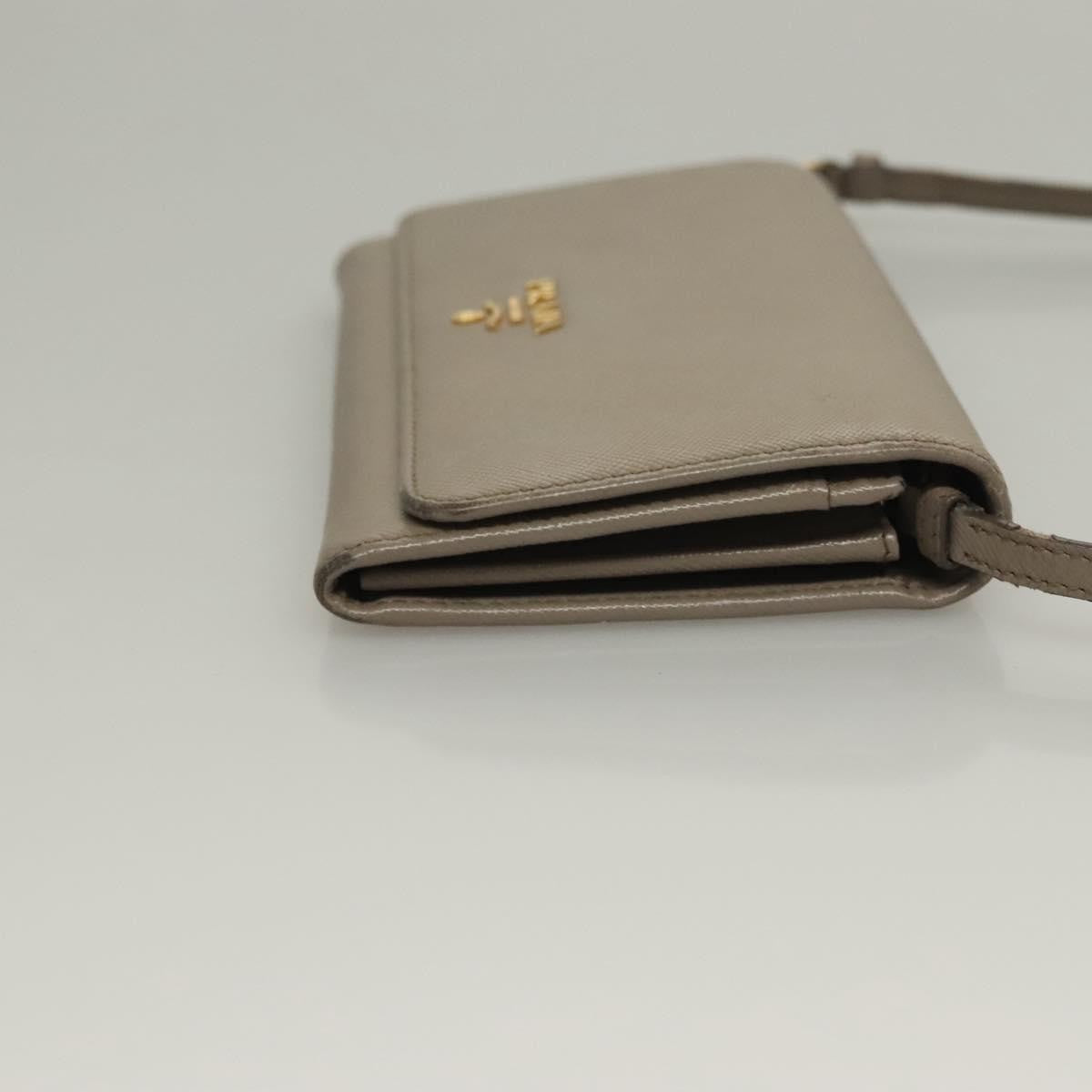 Prada Wallet on Strap Saffiano Leather, BEIGE, LEATHER, Shoulder bag