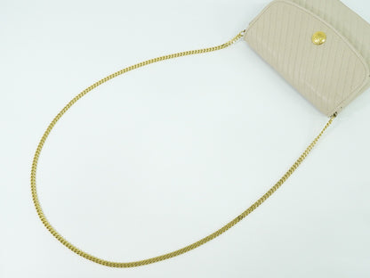 Celine Vintage Flap Shoulder Bag Quilted Leather, BEIGE, LEATHER, Shoulder bag