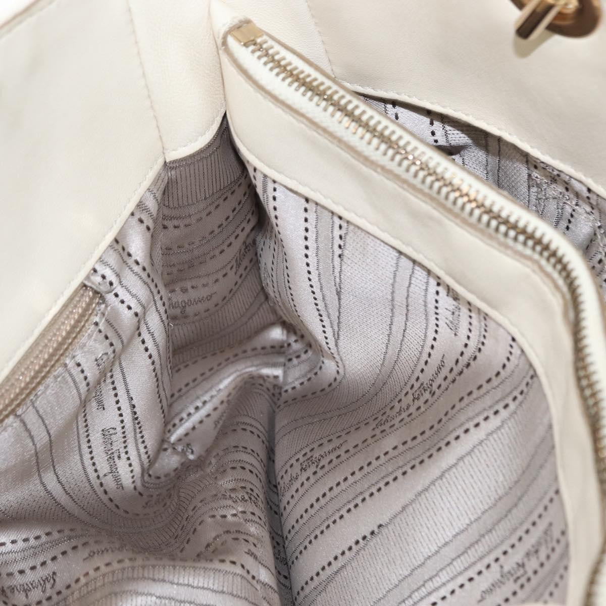 Salvatore Ferragamo Betulla Chain Tote Leather, WHITE, LEATHER, Handbag