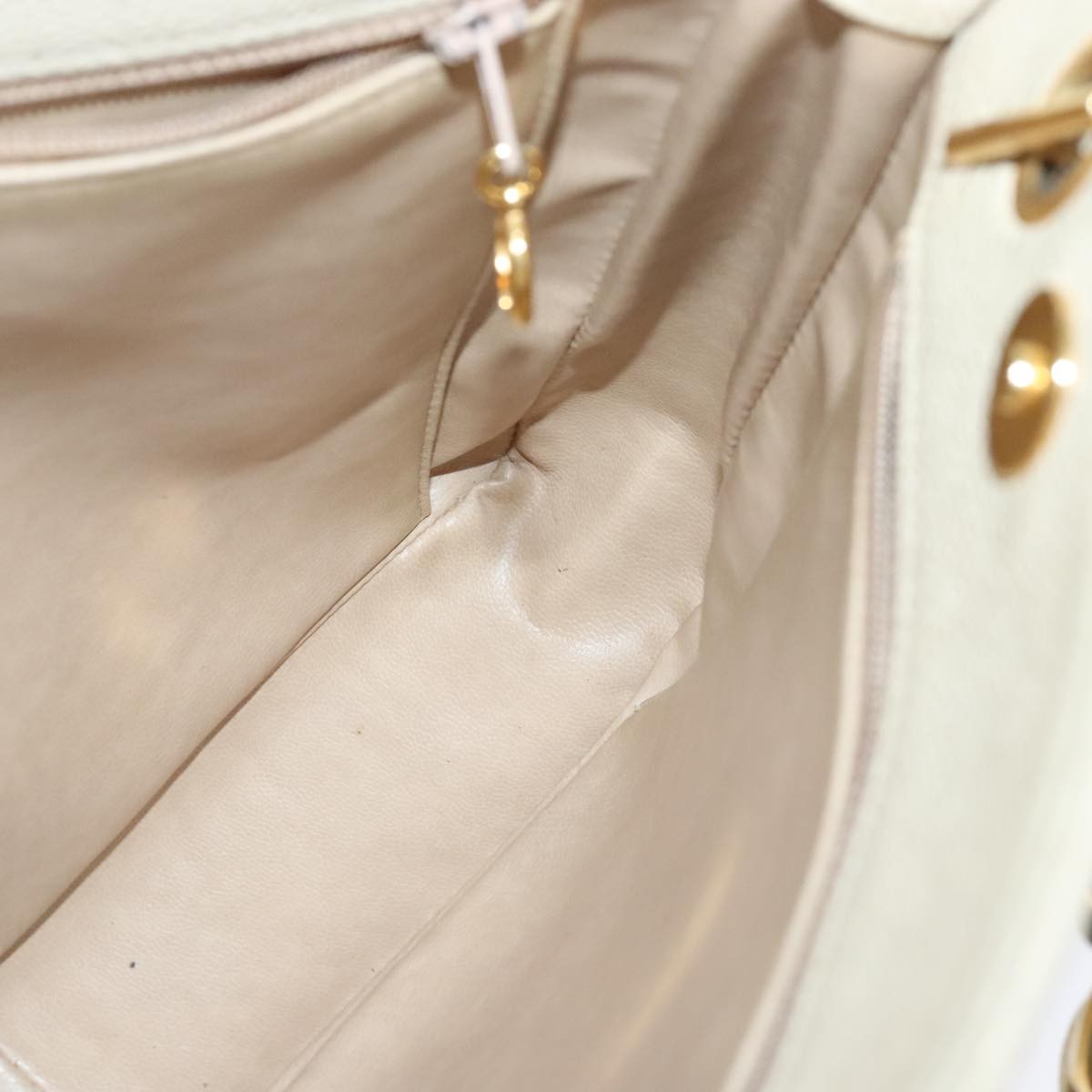 Chanel Vintage Slit Pocket Shoulder Bag Quilted Caviar, BEIGE, LEATHER, Shoulder bag