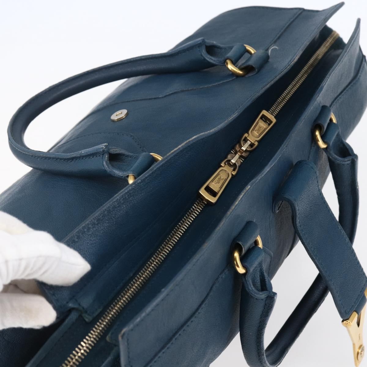 Saint Laurent Chyc Cabas Tote Leather, BLUE, LEATHER, Tote bag