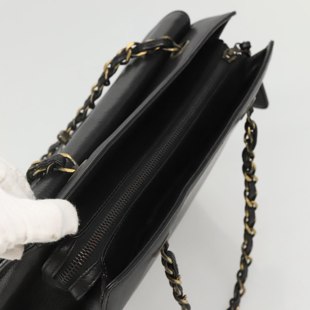 Chanel Vintage CC Front Pocket Tote Quilted Leather, BLACK, LEATHER, Tote bag