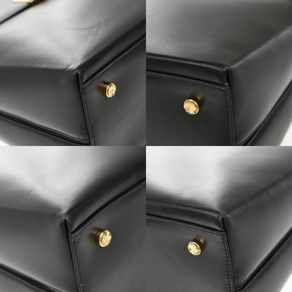 Salvatore Ferragamo Gancini handbag Leather, BLACK, LEATHER, Handbag