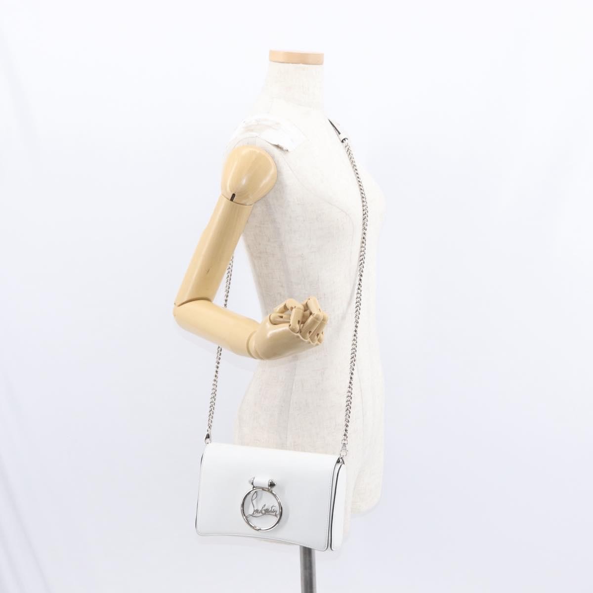 Christian Louboutin Rubylou Clutch Leather, WHITE, LEATHER, Shoulder bag