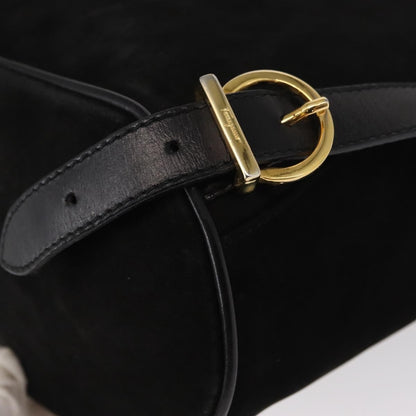 Salvatore Ferragamo Gancini Backpack Suede, BLACK, SUEDE, Backpack