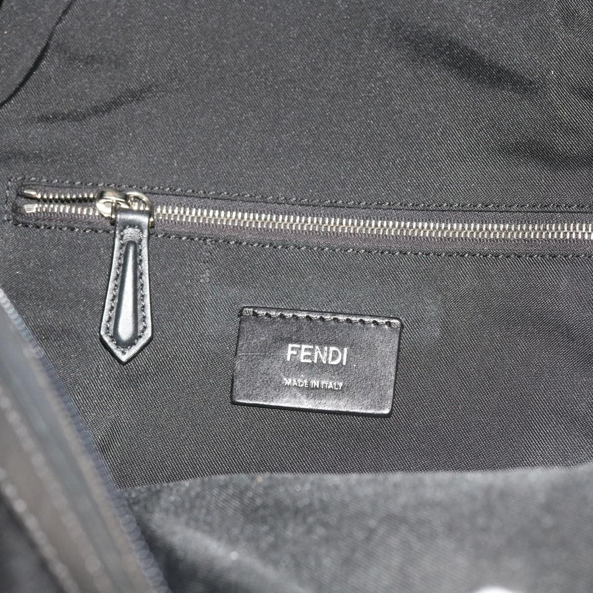 Fendi Front Pocket Monster Backpack Nylon and Leather, BLACK, NYLON, Backpack