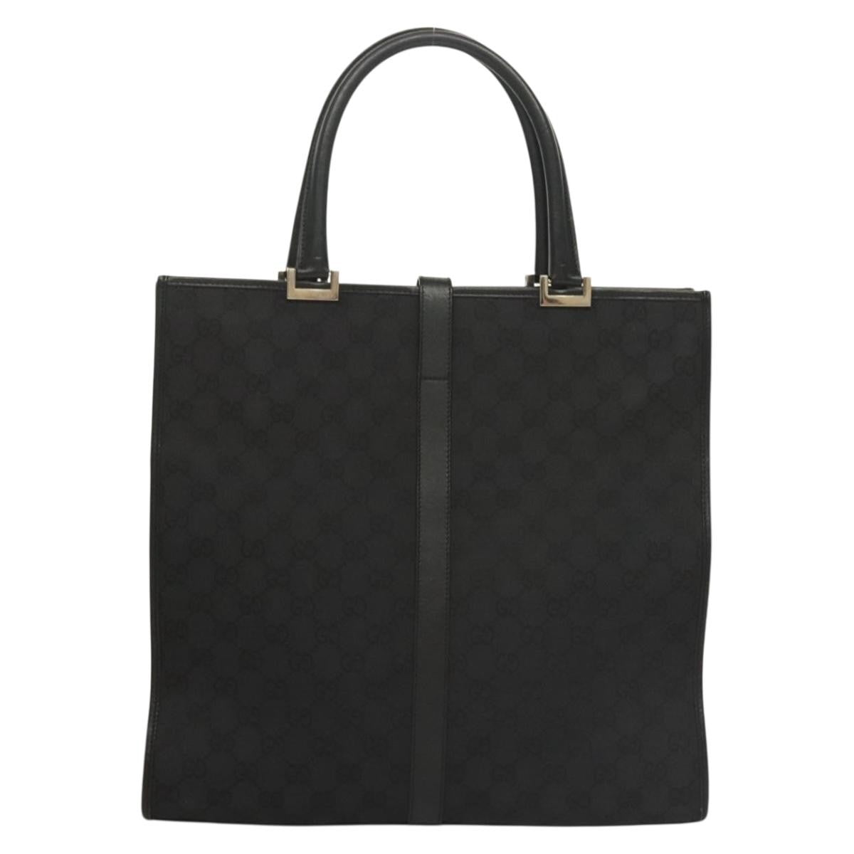 "Gucci Vintage Jackie Tote Canvas, Leather", BLACK, CANVAS, Tote bag