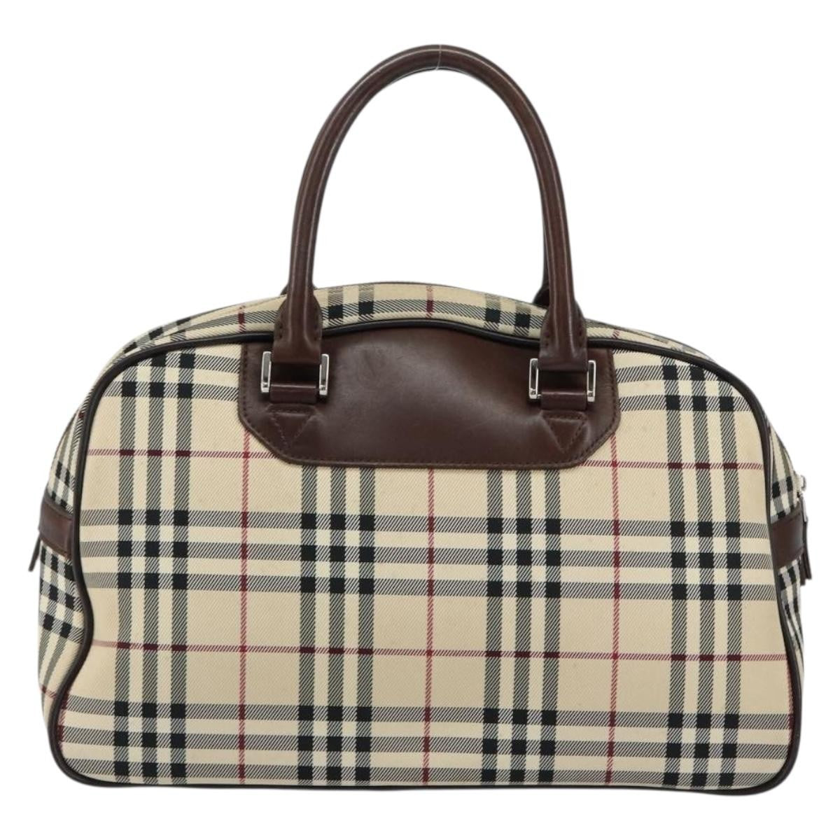Burberry Nova Check Bowling Bag Canvas, BEIGE, NYLON, Handbag