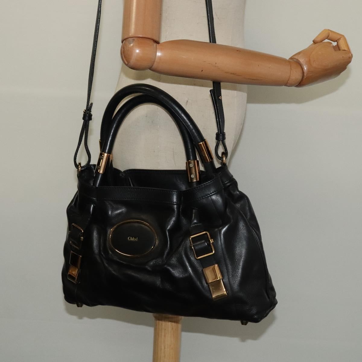 Chloe Victoria Handbag Leather, BLACK, LEATHER, Handbag