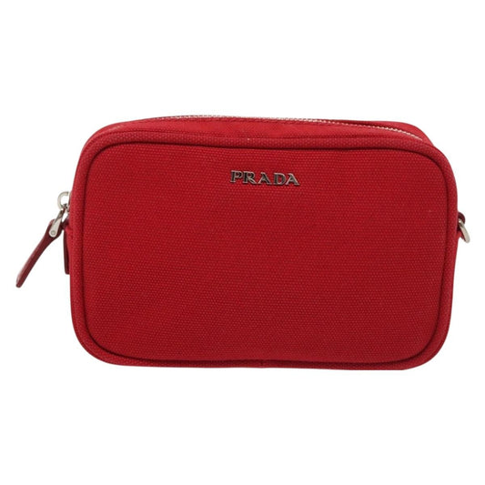 Prada Zip Around Toiletry Bag Canvas, RED, CANVAS, Clutche & pouche