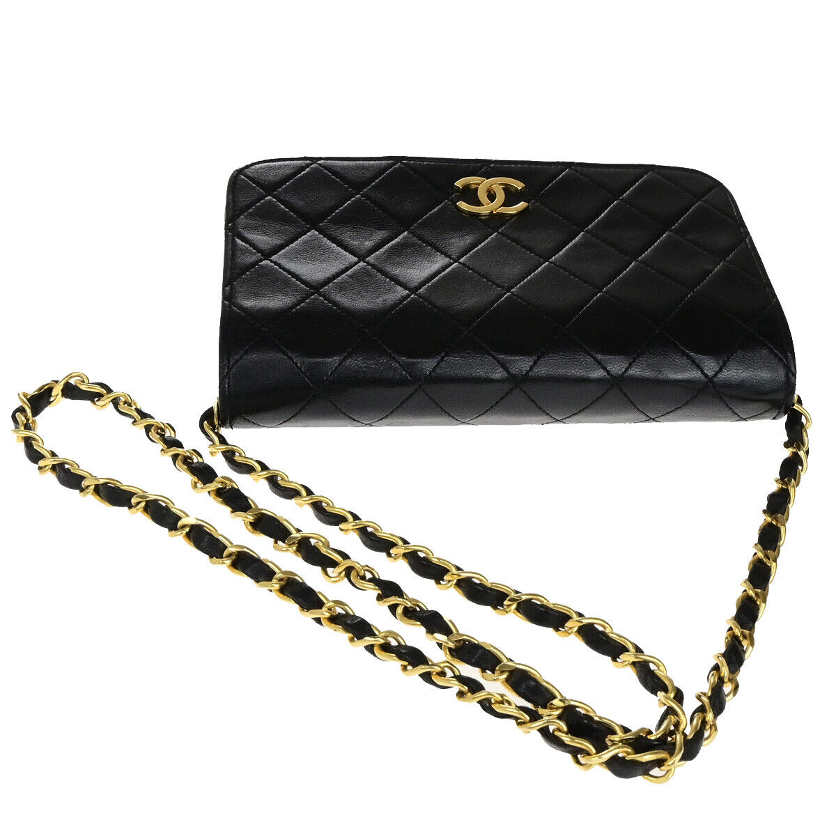 Chanel Wallet on Chain Stitched Leather, BLACK, LEATHER, Clutche & pouche