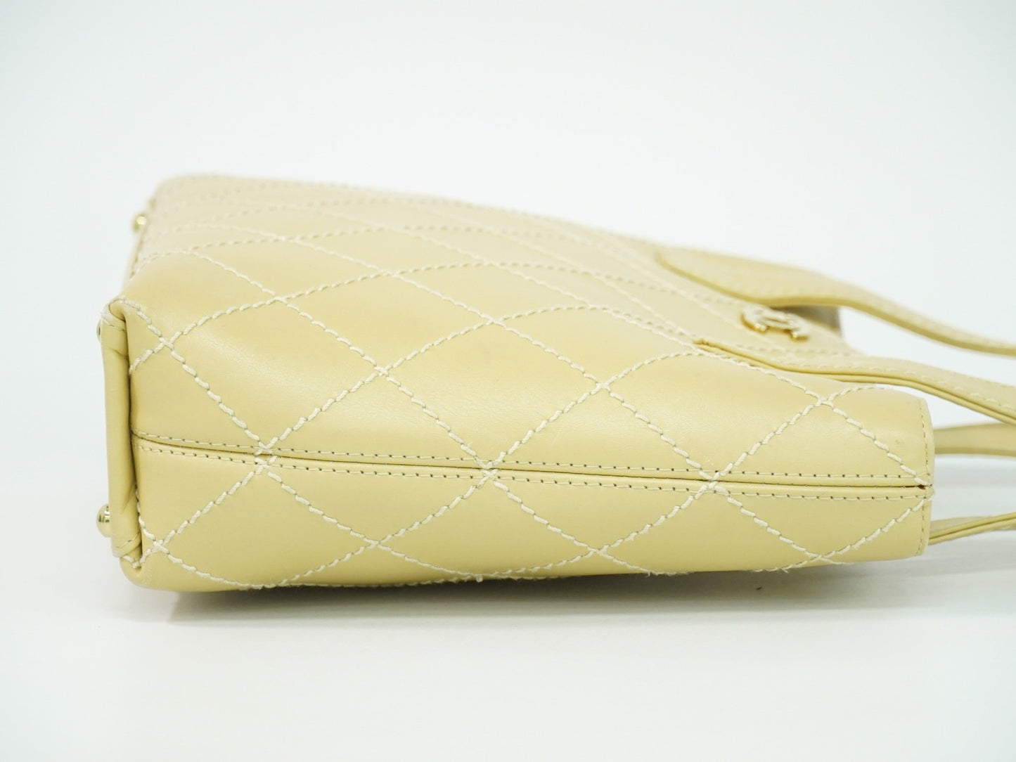 Chanel Surpique Tote Quilted Leather, BEIGE, LEATHER, Handbag