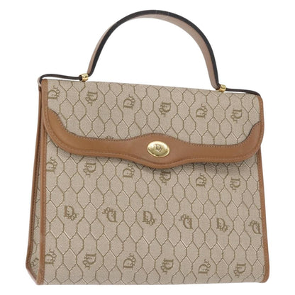 Christian Dior Vintage Honeycomb Handbag Canvas Leather, BEIGE, CANVAS, Handbag