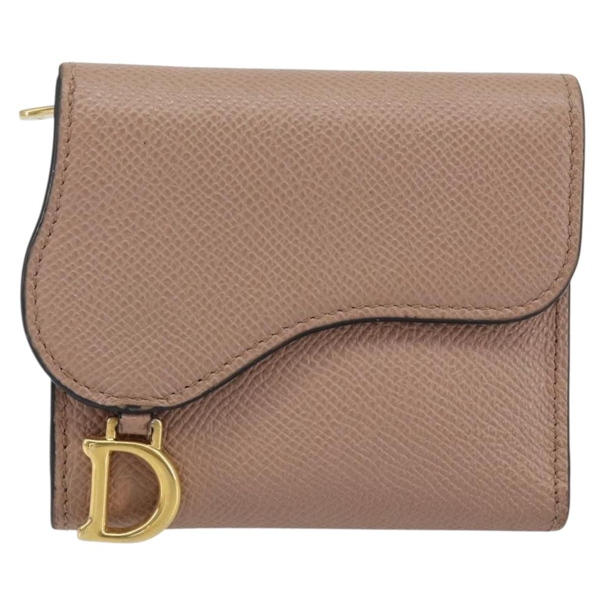Christian Dior Saddle Lotus Wallet Leather, BEIGE, LEATHER, Wallets