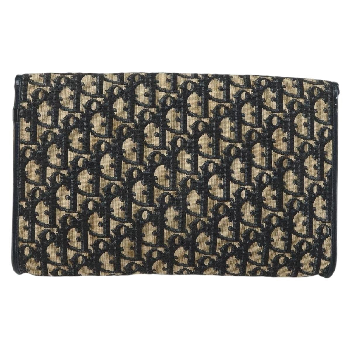 Christian Dior Vintage CD Chain Flap Shoulder Bag Diorissimo Canvas, NAVY, CANVAS, Shoulder bag