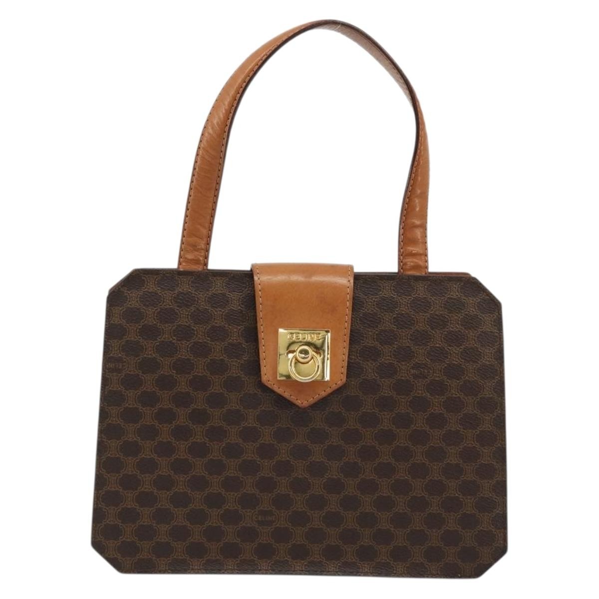 Celine Vintage Macadam Handbag Canvas, Brown, Canvas, Handbag
