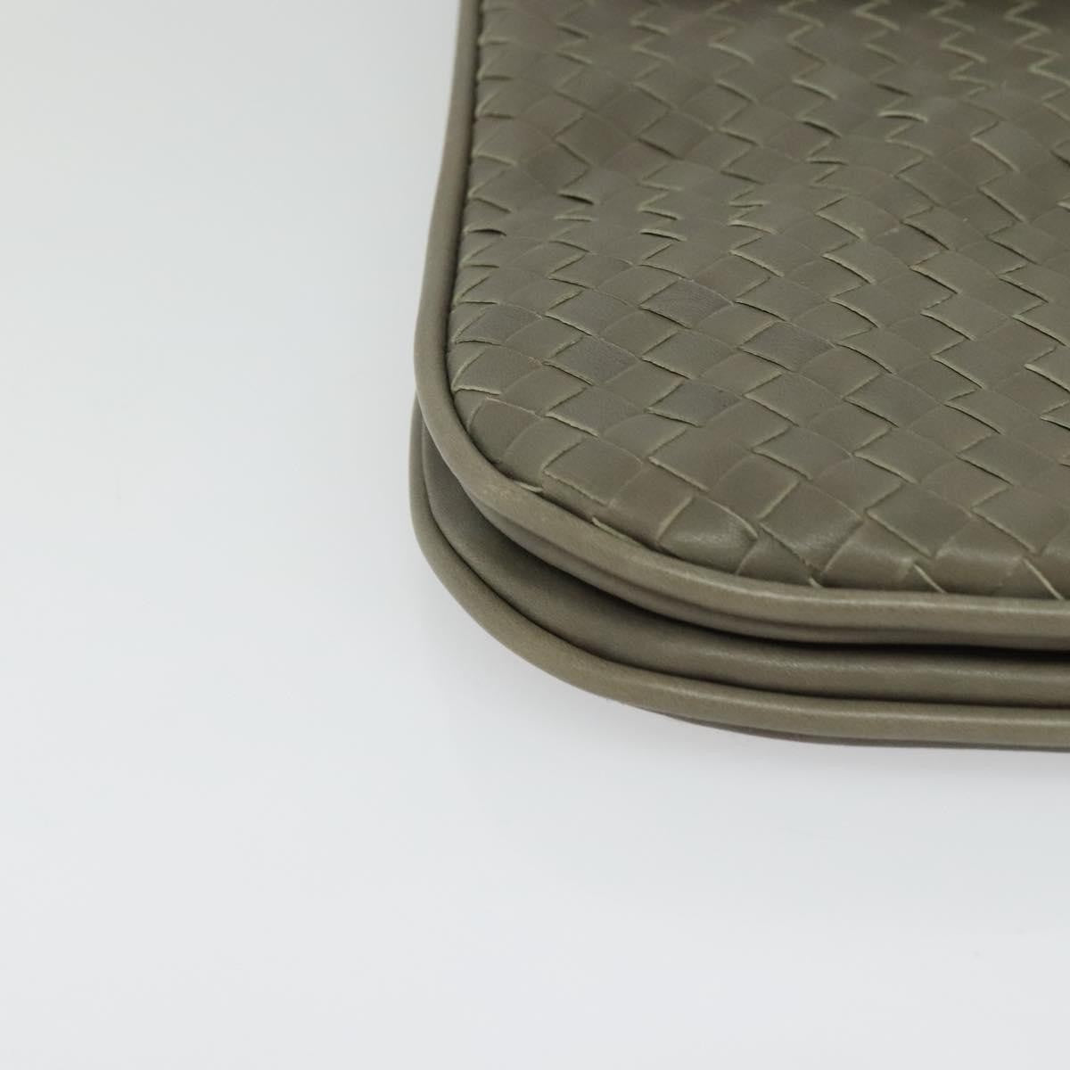 Bottega Veneta Vintage Flap Shoulder Bag Intrecciato leather, GRAY, LEATHER, Shoulder bag