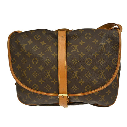 Louis Vuitton Saumur Handbag Monogram Canvas, BROWN, CANVAS, Shoulder bag