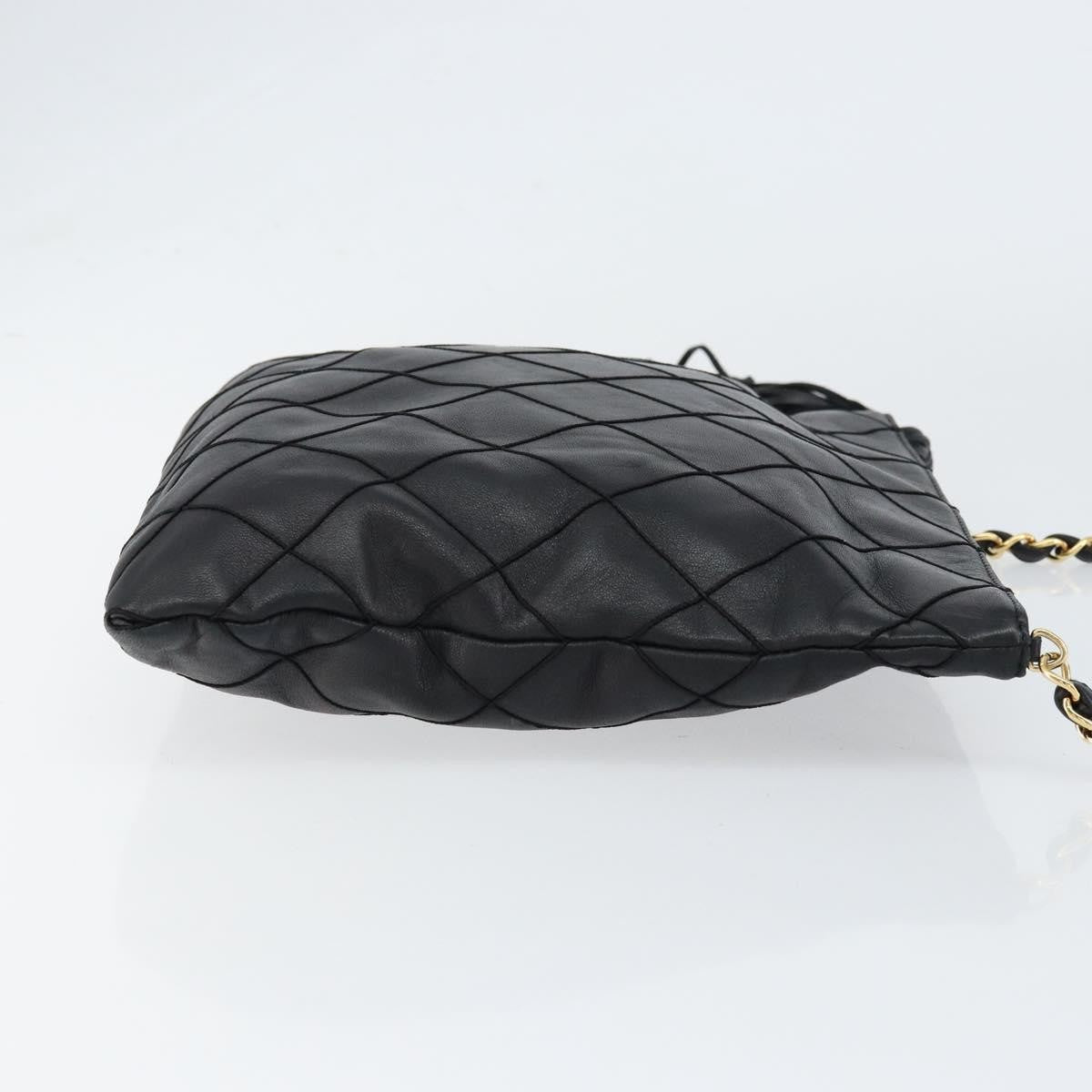 Chanel Vintage Shoulder Bag Leather, BLACK, LEATHER, Shoulder bag