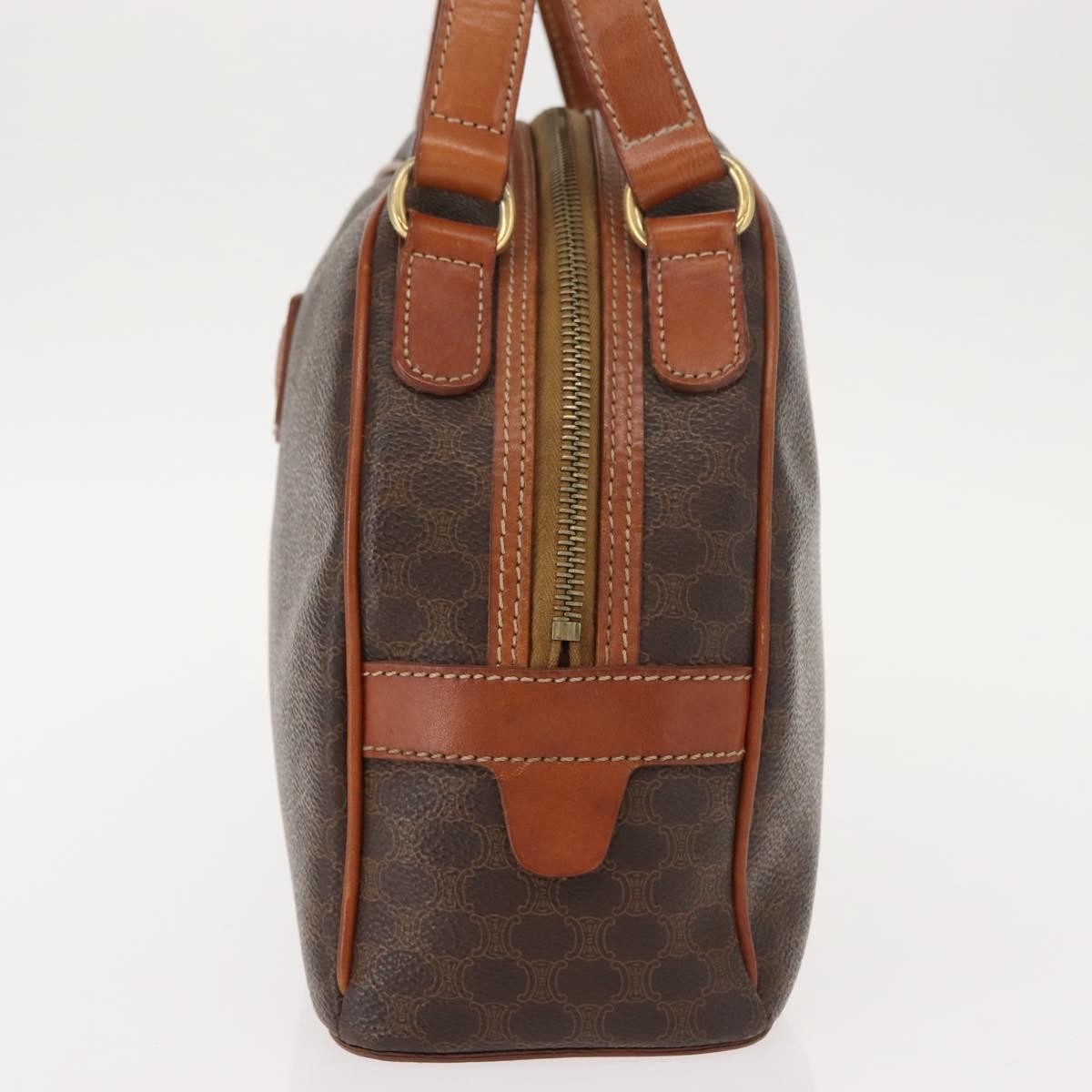 Celine Vintage Macadam Handbag Canvas and Leather, BROWN, CANVAS, Handbag