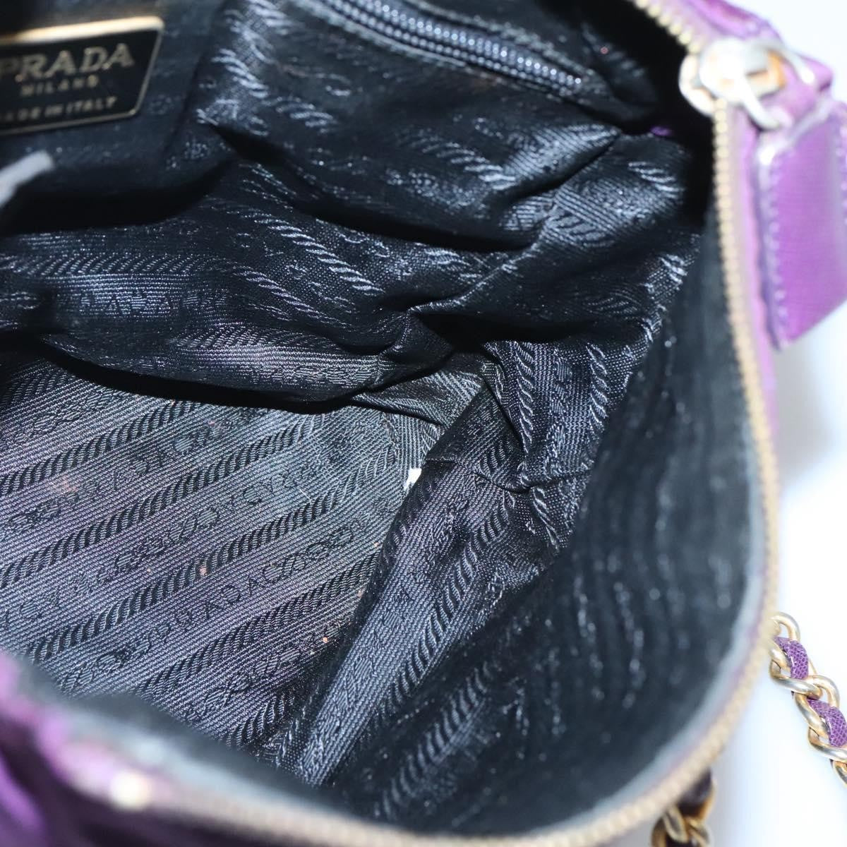Prada Chain Shoulder Bag Quilted Tessuto, PURPLE, NYLON, Shoulder bag