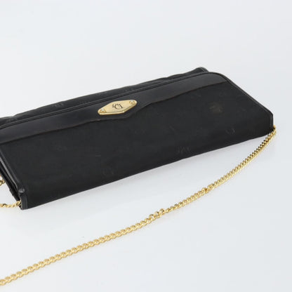 Christian Dior Vintage CD Chain Flap Shoulder Bag Diorissimo Canvas, Black, Nylon, Shoulder Bag