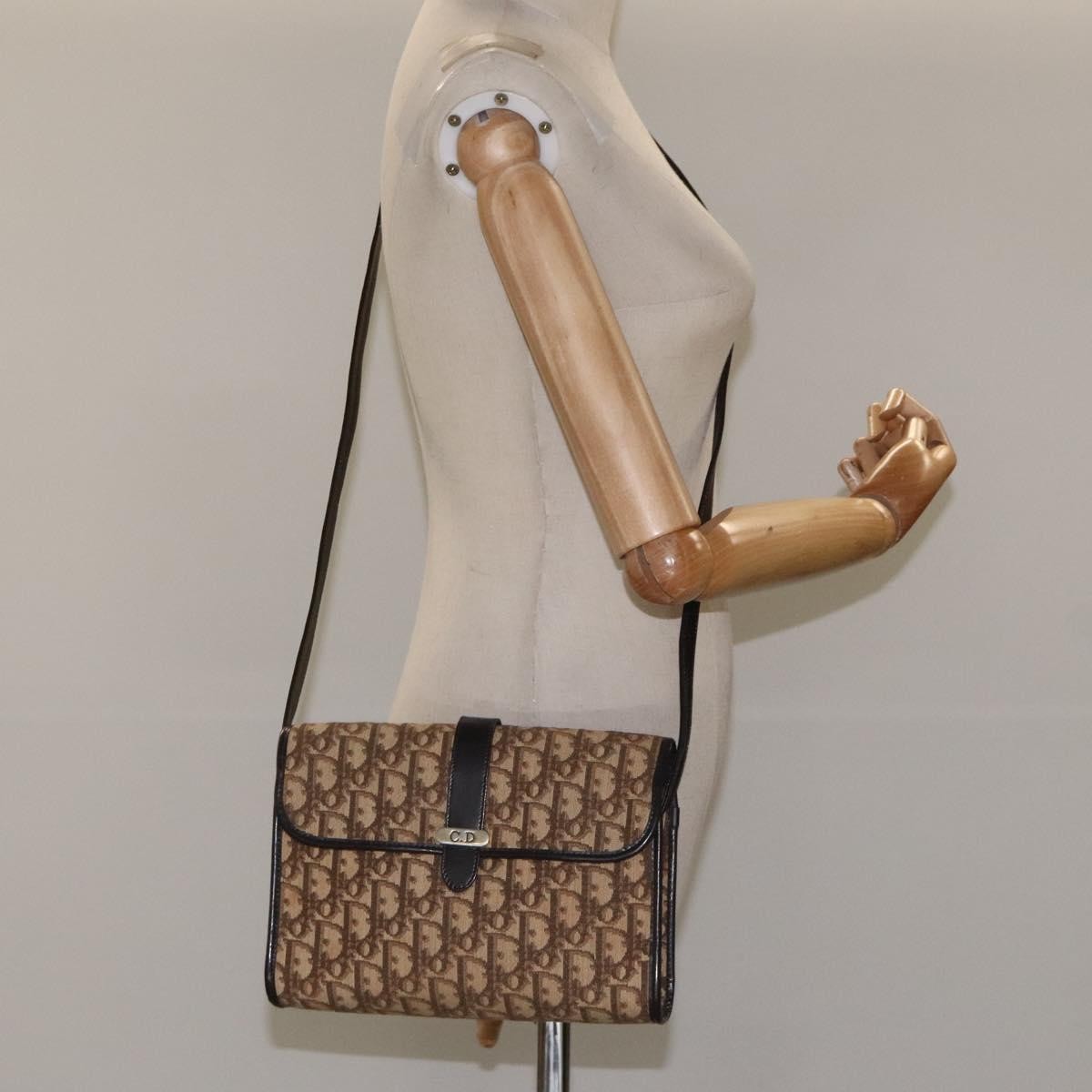 Christian Dior Vintage Trotter Crossbody Bag Diorissimo Coated Canvas, BROWN, CANVAS, Crossbody bag