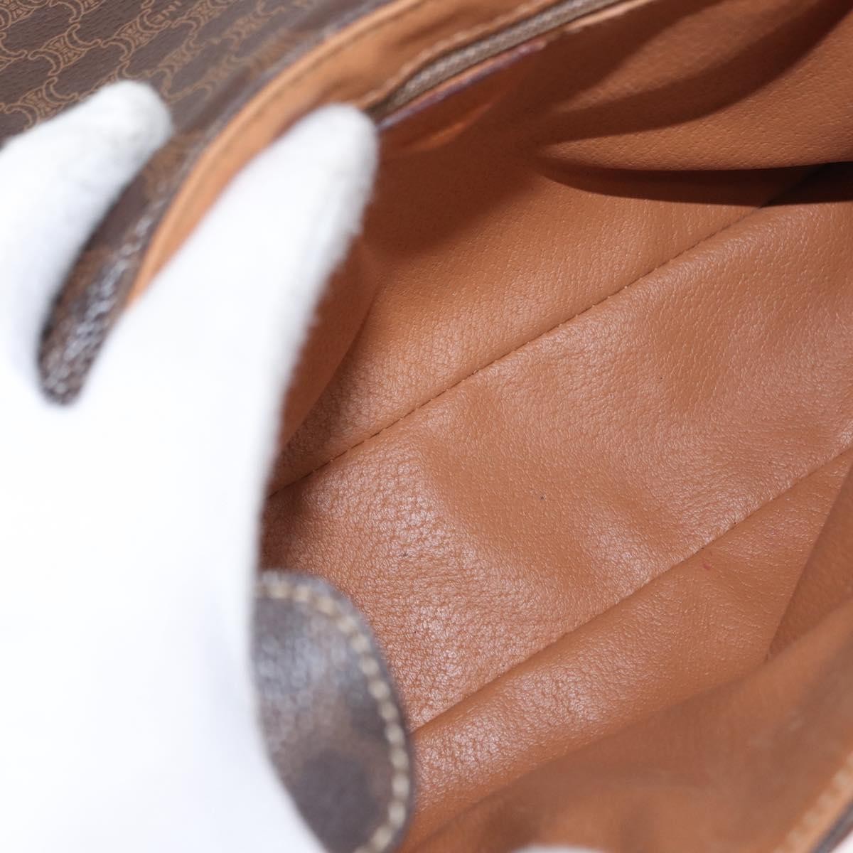 Celine Vintage Macadam Shoulder Bag Canvas and Leather, BROWN, CANVAS, Shoulder bag