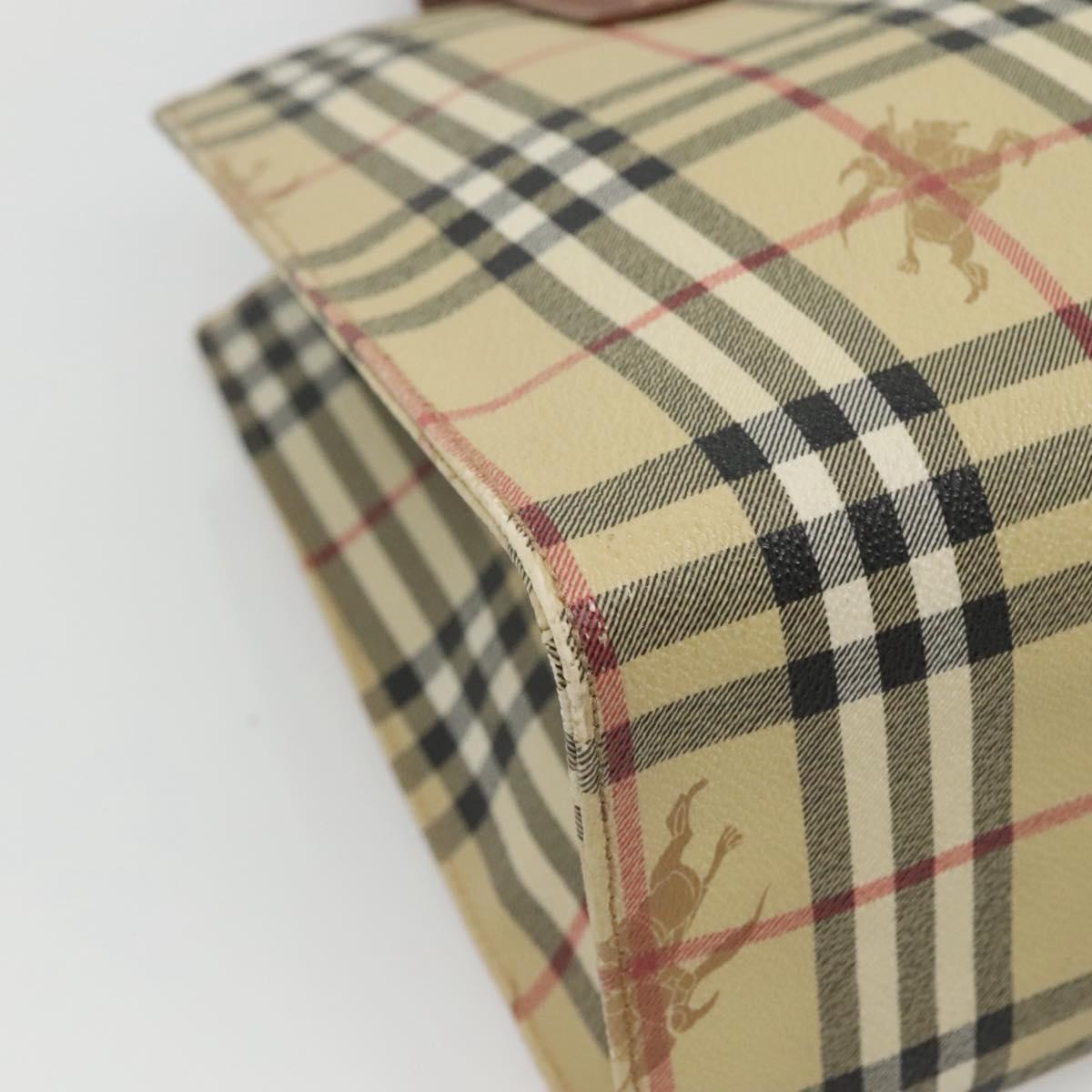 Burberry Top Handle Tote Haymarket Coated Canvas, BEIGE, PVC, Tote bag