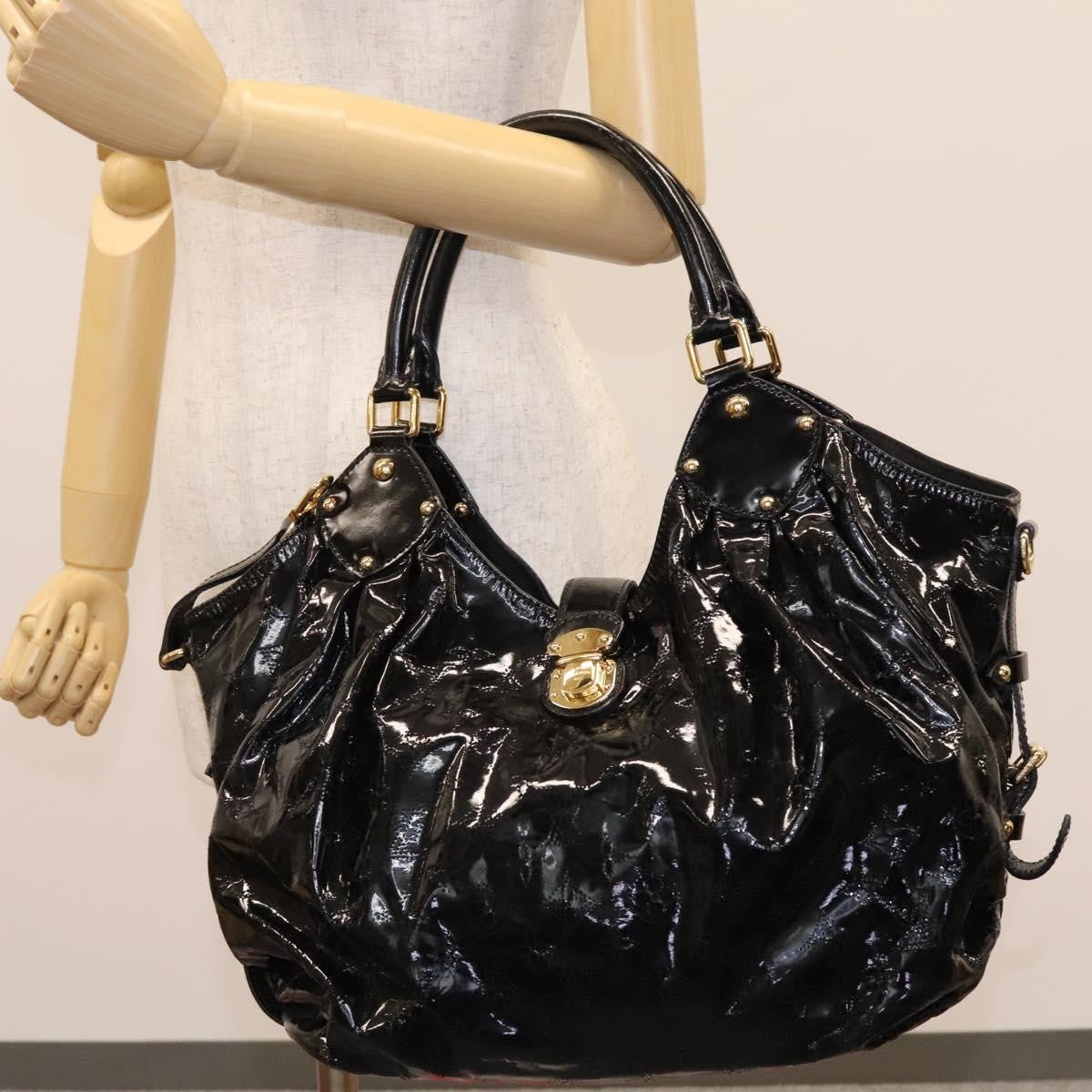 Louis Vuitton L Hobo Surya Leather, Black, Patent Leather, Handbag