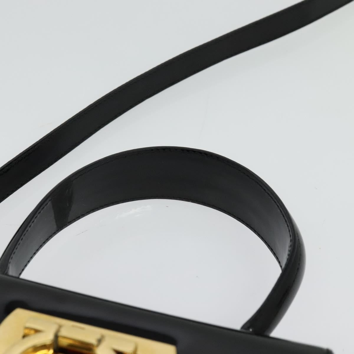 Salvatore Ferragamo Gancini Convertible Top Handle Bag Patent Leather, BLACK, PATENT_LEATHER, Handbag