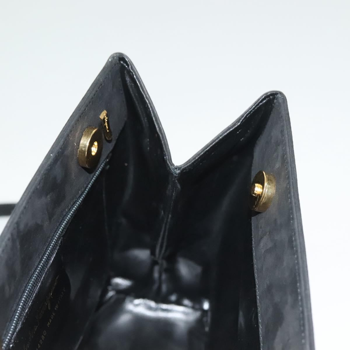 Salvatore Ferragamo Vala Shoulder Bag Suede, BLACK, SUEDE, Shoulder bag