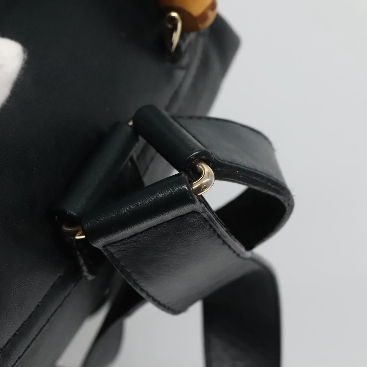 Gucci Vintage Bamboo Backpack Leather, BLACK, LEATHER, Backpack