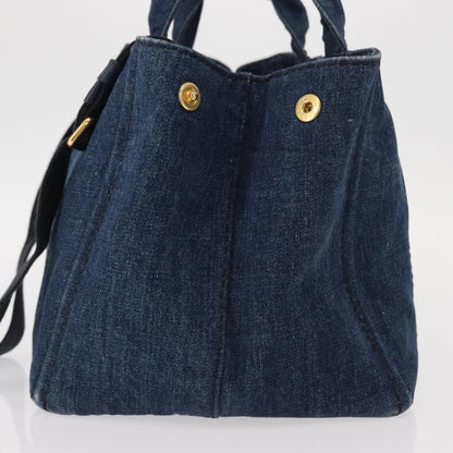 Prada Canapa Open Tote Canvas, BLUE, CANVAS, Tote bag