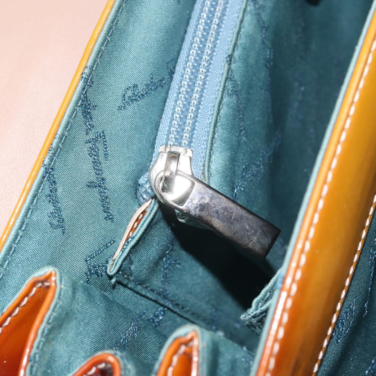 Salvatore Ferragamo Gancini handbag Patent leather, BROWN, PATENT_LEATHER, Handbag