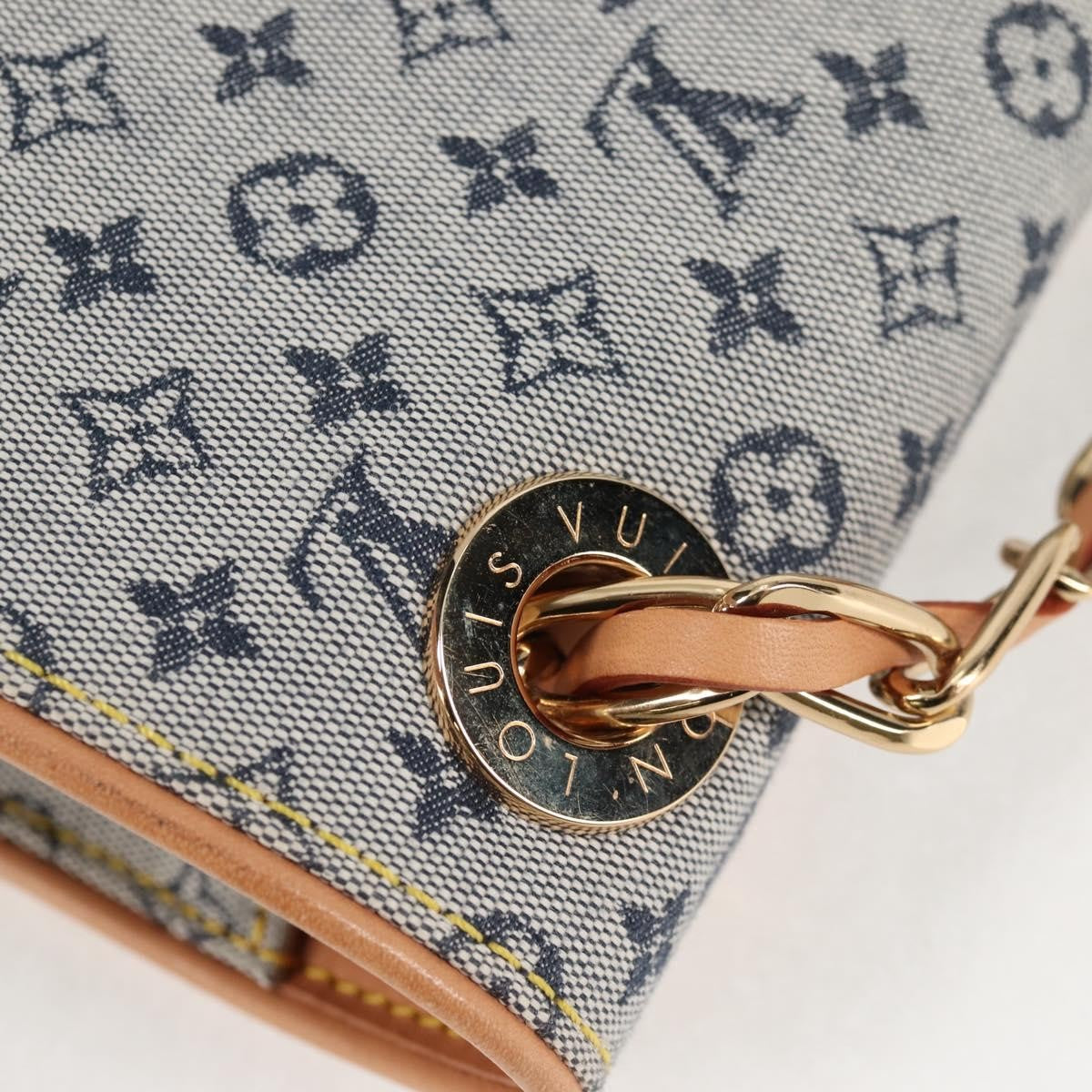 Louis Vuitton Camille Handbag Mini Lin, BLUE, CANVAS, Handbag