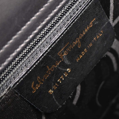 Salvatore Ferragamo Vintage Shoulder Bag Leather, BLACK, LEATHER, Shoulder bag