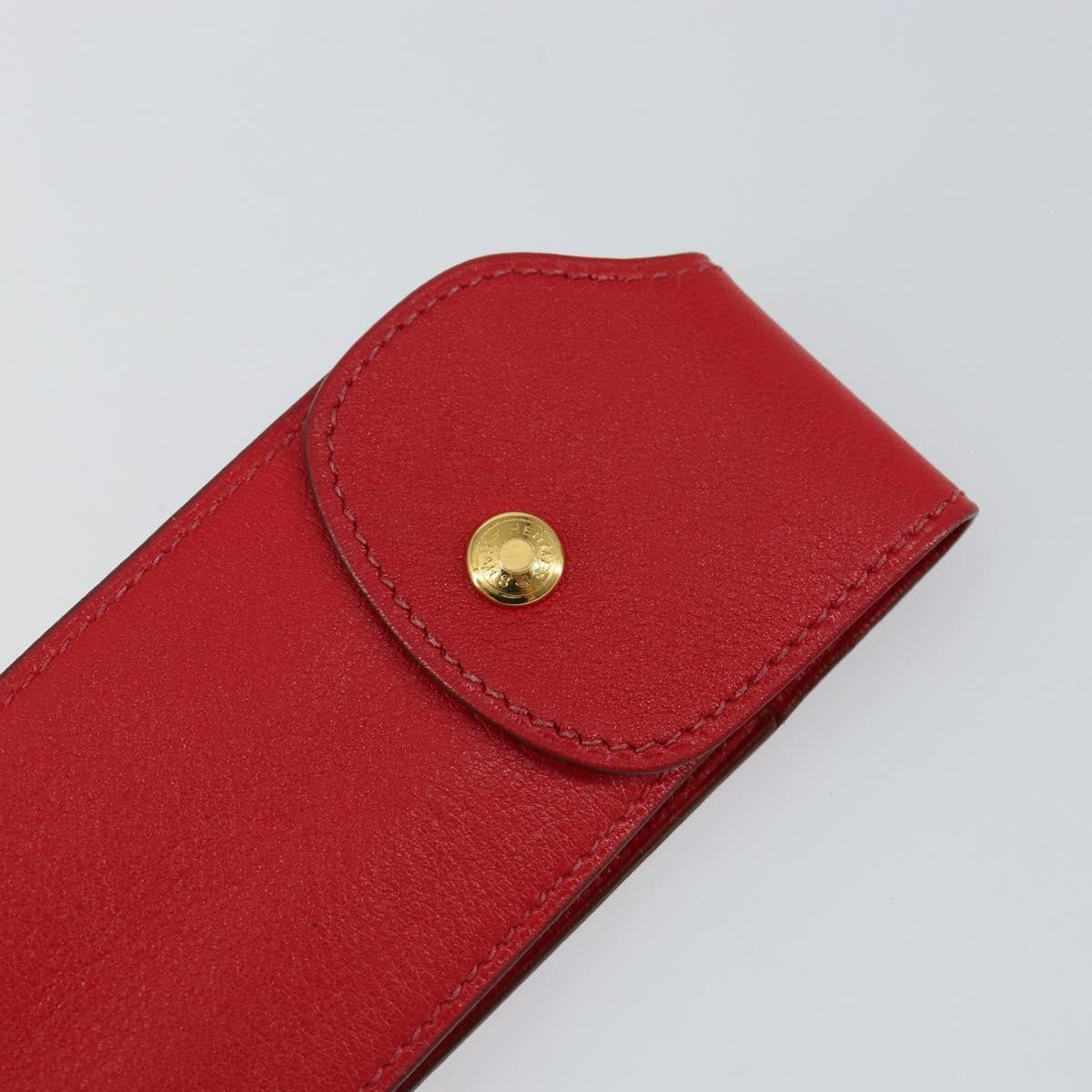 Hermes Glasses Case Leather, RED, LEATHER, Wallets
