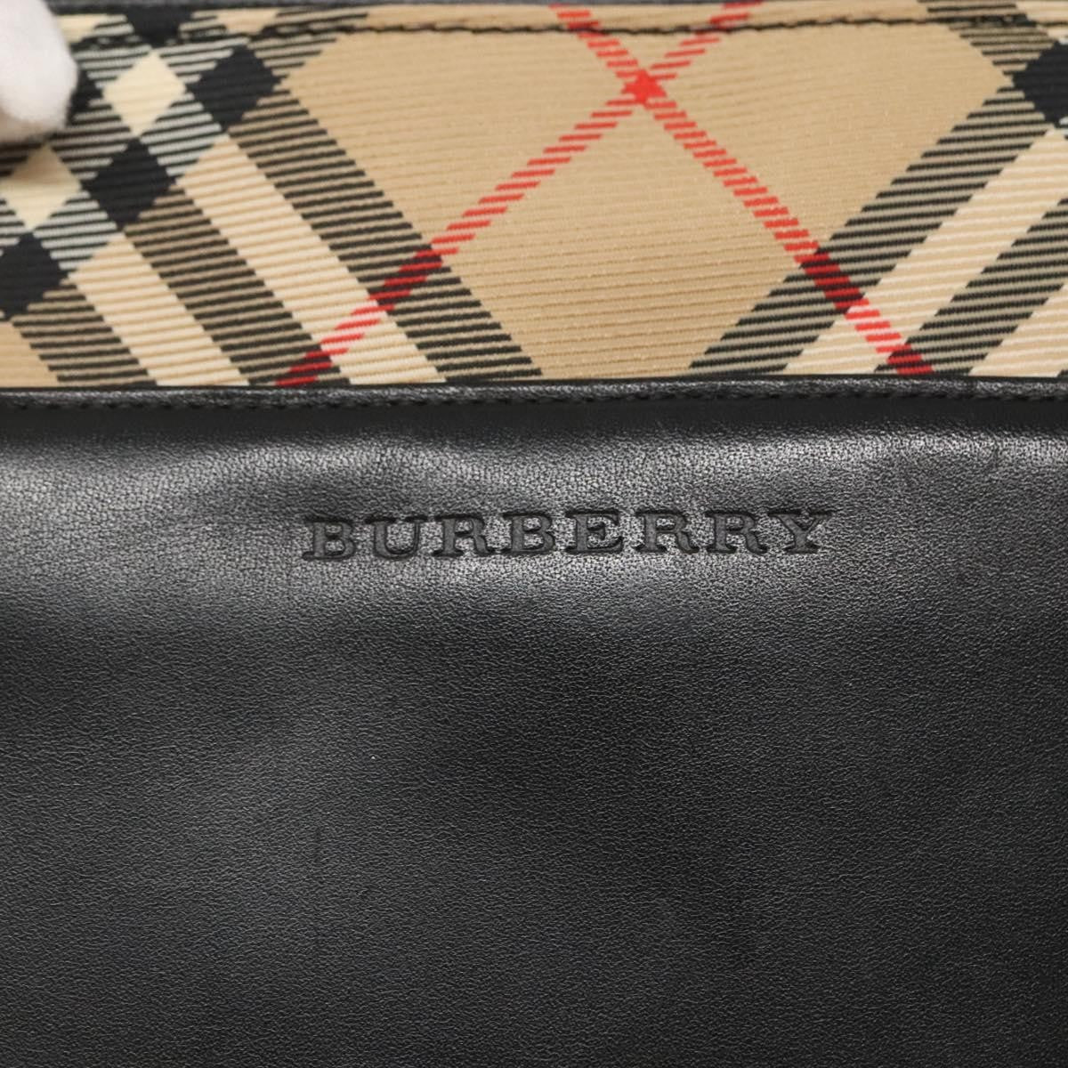 Burberry Nova Check Tote Canvas and Leather, BLACK, LEATHER, Tote bag